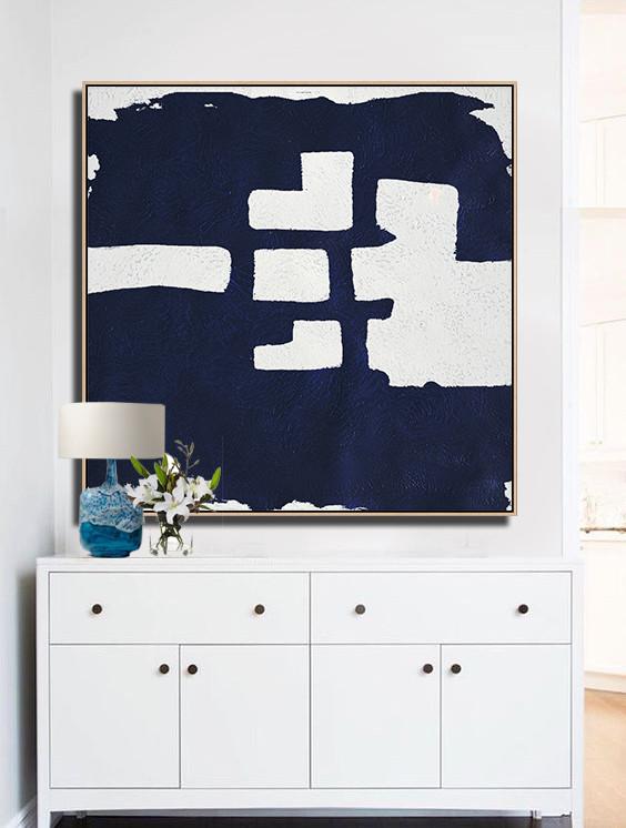 Navy Blue Minimalist Painting #NV156A - Click Image to Close